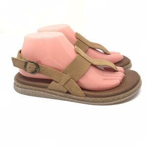 Born Cammie Women's Tan Sandal Size 8 39 Suede Nubuck Leather Thong Cork Shoes